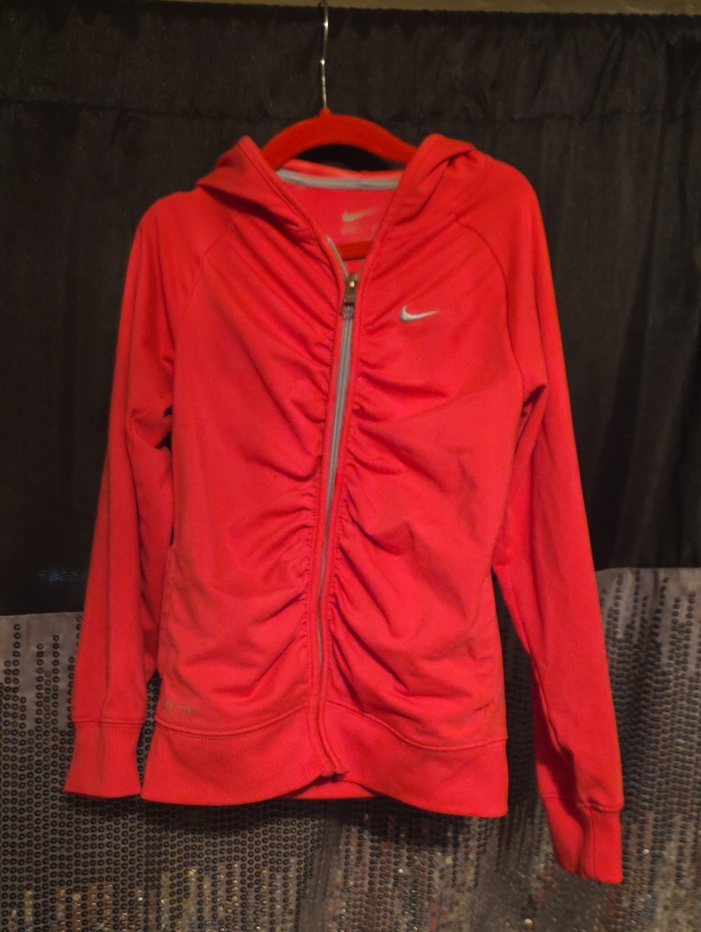 Nike Girls' Coral-Red Full Zip Hooded Jacket